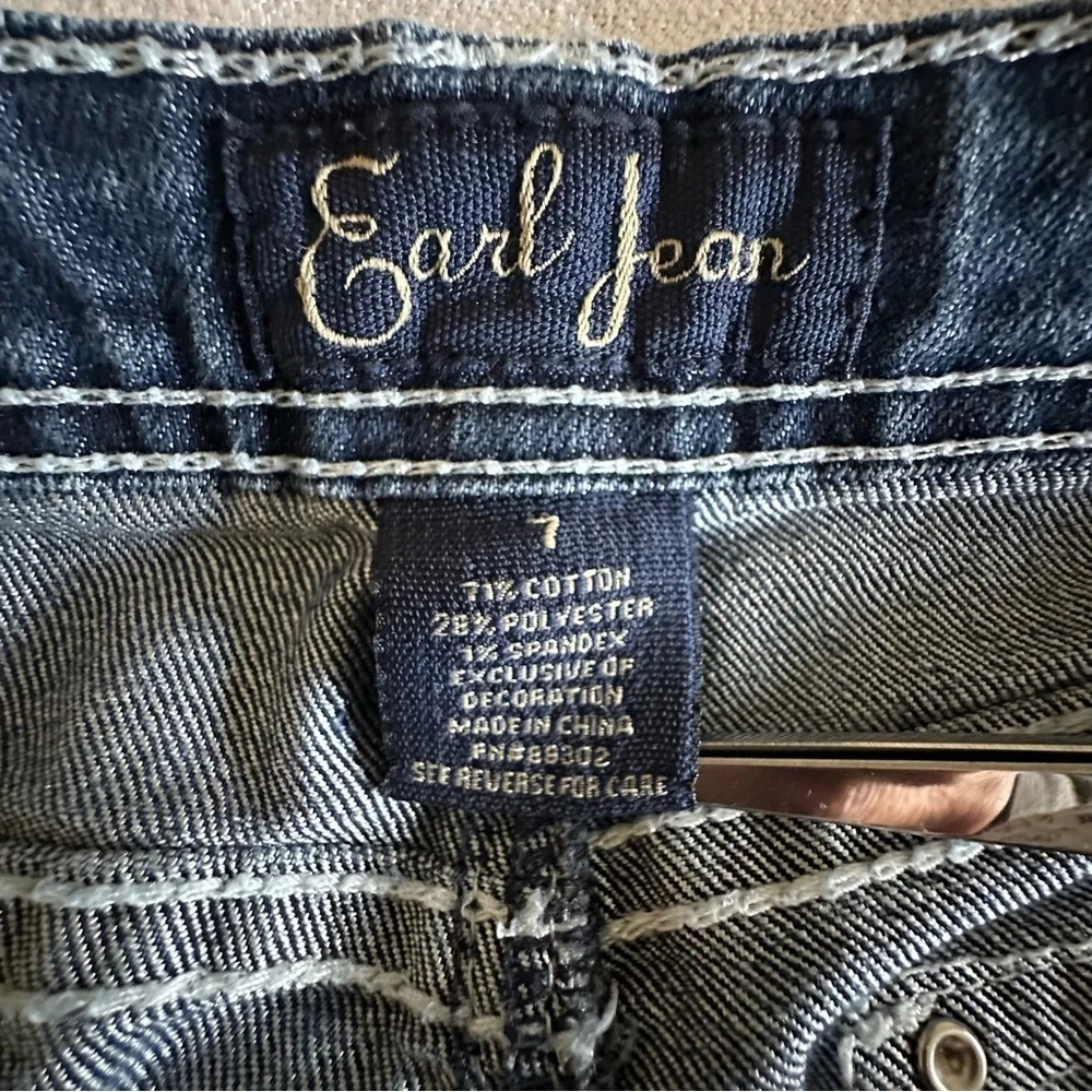 Earl Jean Jeans Womens 7 Blue Bootcut Embellished Rhinestone Denim Studded Bling
